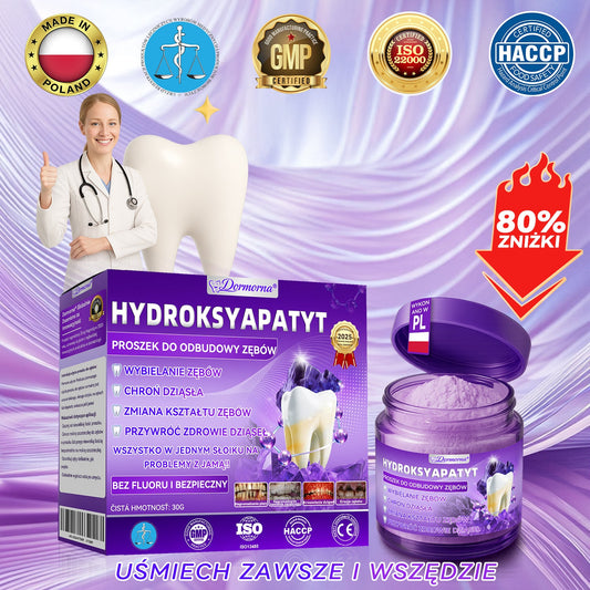 Proszek do regeneracji i naprawy zębów 𝐷𝑜𝒓𝒎𝒐𝒓𝑛𝑎® z hydroksyapatytem 🦷 (skutecznie naprawia ubytki zębów, problemy z dziąsłami, nadwrażliwość zębów, owrzodzenia jamy ustnej i żółknięcie zębów, kompleksowo poprawiając zdrowie jamy ustnej) 🍀