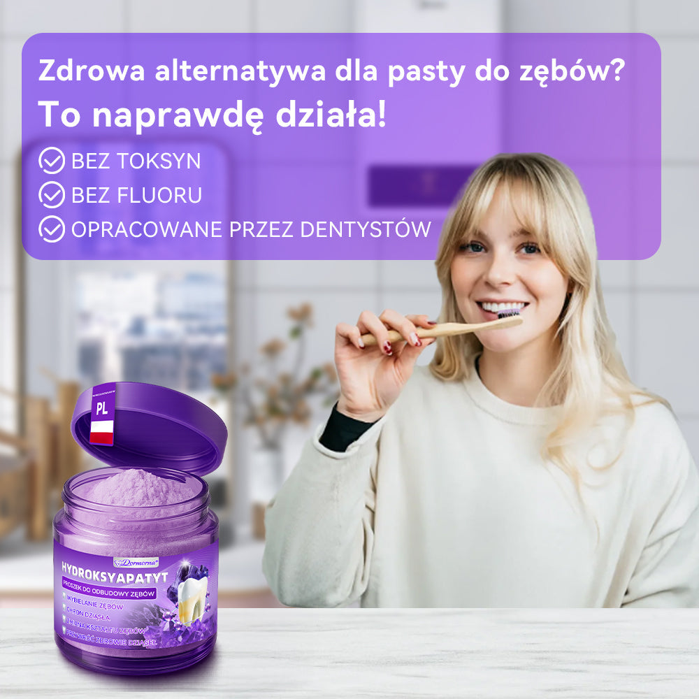 Proszek do regeneracji i naprawy zębów 𝐷𝑜𝒓𝒎𝒐𝒓𝑛𝑎® z hydroksyapatytem 🦷 (skutecznie naprawia ubytki zębów, problemy z dziąsłami, nadwrażliwość zębów, owrzodzenia jamy ustnej i żółknięcie zębów, kompleksowo poprawiając zdrowie jamy ustnej) 🍀